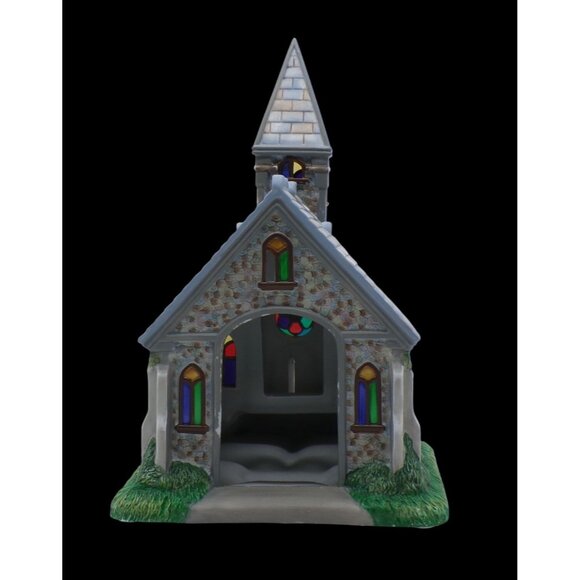 Partylite Exclusive Olde World Village #2 Stained Glass CHURCH Tealight House - Picture 3 of 8